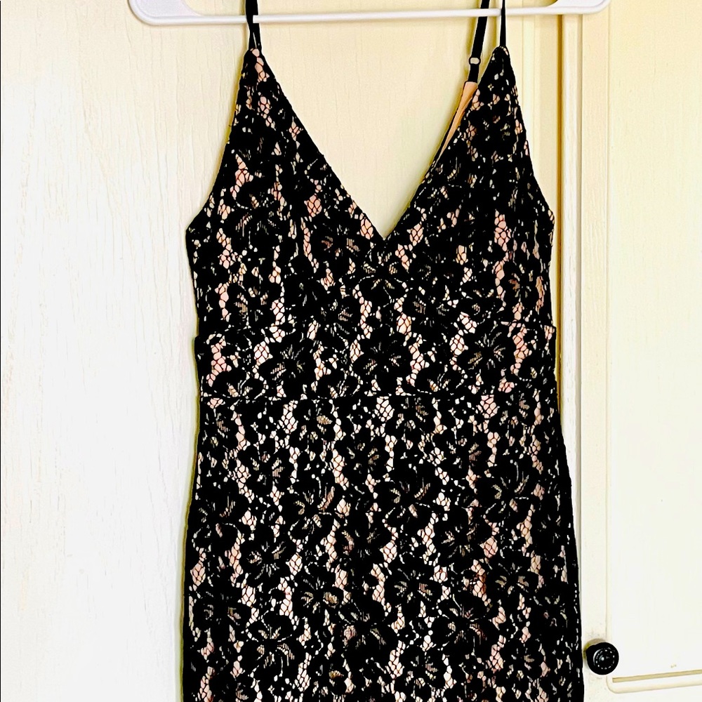 Just Me Black Lace Overlay Cocktail Dress Size medium